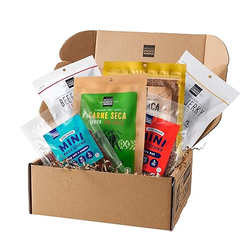 PEOPLE S CHOICE BEEF JERKY BOX KETO, SUGAR-FREE, HIGH PROTEIN LOW CARB MEAT SNACK SAMPLER