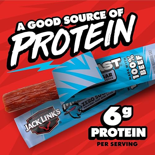 JACK LINK S X MRBEAST ZERO SUGAR MINI BEEF STICKS, 12 COUNT, 6G PROTEIN, 100 REAL BEEF SNACKS