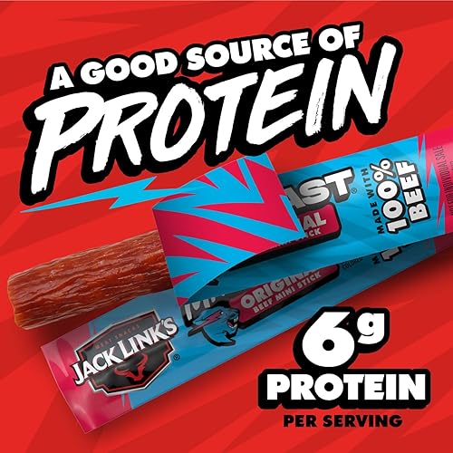 JACK LINK S X MRBEAST ORIGINAL MINI BEEF STICKS, 12 COUNT, 5G PROTEIN, 100 REAL BEEF SNACKS