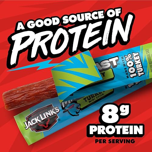 JACK LINK S X MRBEAST TURKEY MINI STICKS, 12 COUNT, 8G PROTEIN, 100 NATURAL, ZERO SUGAR SNACKS