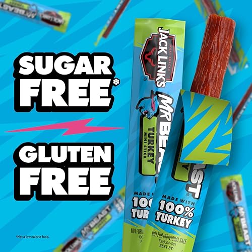 JACK LINK S X MRBEAST TURKEY MINI STICKS, 12 COUNT, 8G PROTEIN, 100 NATURAL, ZERO SUGAR SNACKS
