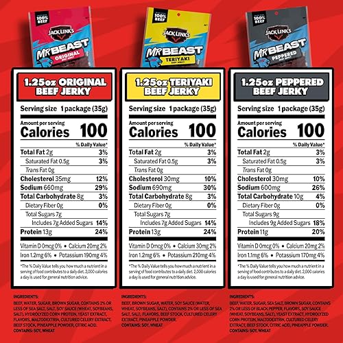 JACK LINK S X MRBEAST 9-COUNT BEEF JERKY VARIETY PACK 100 REAL BEEF SNACKS, PANTRY-READY
