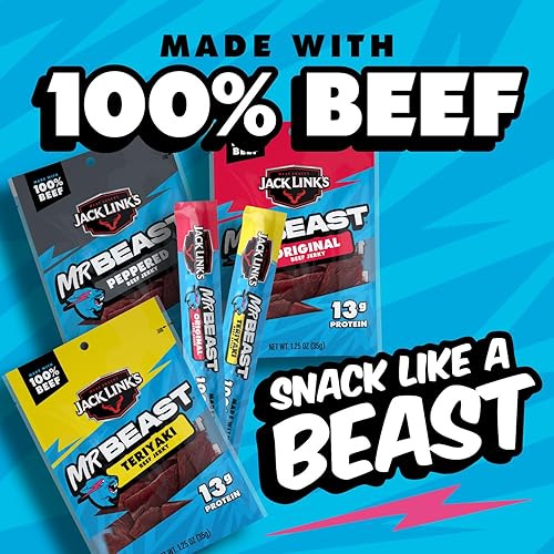 JACK LINK S X MRBEAST 9-COUNT BEEF JERKY VARIETY PACK 100 REAL BEEF SNACKS, PANTRY-READY