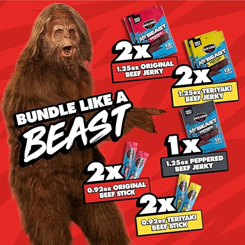 JACK LINK S X MRBEAST 9-COUNT BEEF JERKY VARIETY PACK 100 REAL BEEF SNACKS, PANTRY-READY