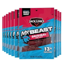 JACK LINKS X MRBEAST ORIGINAL BEEF JERKY 10 PACK - 1.25 OZ BAGS, 13G PROTEIN, REAL BEEF SNACKS
