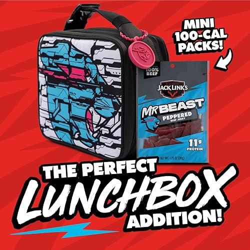 JACK LINK S X MRBEAST PEPPERED BEEF JERKY, 10 COUNT, 11G PROTEIN, 100 REAL BEEF SNACKS