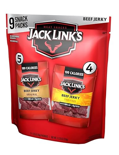 JACK LINKS BEEF JERKY VARIETY PACK 9-PACK 1.25OZ BAGS ORIGINAL TERIYAKI 13G PROTEIN