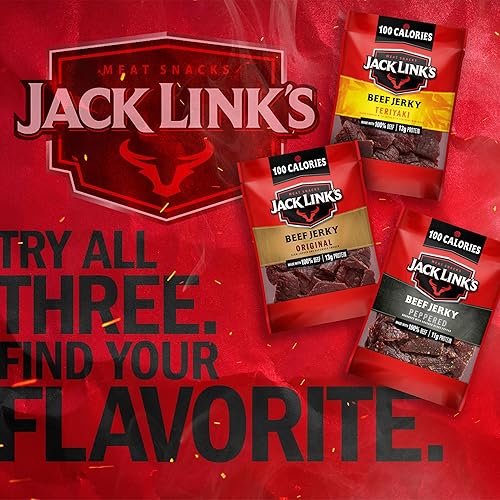 JACK LINKS BEEF JERKY VARIETY PACK 15 COUNT ORIGINAL, TERIYAKI PEPPERED PROTEIN SNACKS