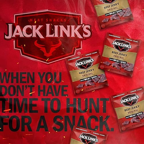 JACK LINKS ORIGINAL BEEF JERKY MULTIPACK - 100 REAL BEEF PROTEIN SNACKS, 20 PACK, 7G PROTEIN