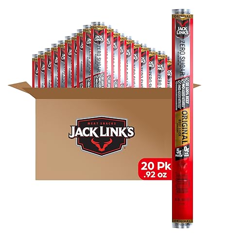 JACK LINKS ORIGINAL ZERO SUGAR BEEF STICKS 20 PACK - 0.92 OZ PROTEIN SNACKS, 5G PROTEIN EACH