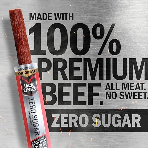 JACK LINKS ORIGINAL ZERO SUGAR BEEF STICKS 20 PACK - 0.92 OZ PROTEIN SNACKS, 5G PROTEIN EACH