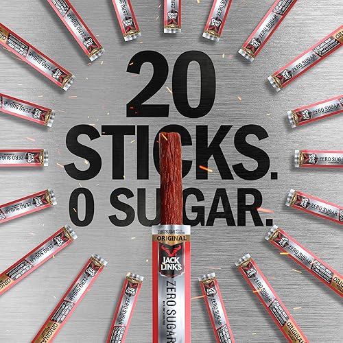 JACK LINKS ORIGINAL ZERO SUGAR BEEF STICKS 20 PACK - 0.92 OZ PROTEIN SNACKS, 5G PROTEIN EACH