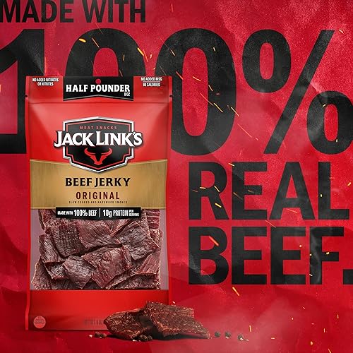 JACK LINKS ORIGINAL BEEF JERKY 8OZ - 100 REAL BEEF, HIGH PROTEIN SNACK, READY TO EAT