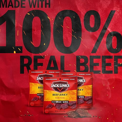 JACK LINKS TERIYAKI BEEF JERKY MULTIPACK - 20 INDIVIDUAL 0.625 OZ PACKS, 7G PROTEIN EACH