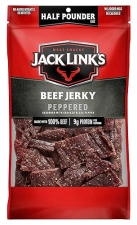 JACK LINKS PEPPERED BEEF JERKY 0.5 LB LARGE BAG HIGH PROTEIN MEAT SNACK, 9G PROTEIN SERVING