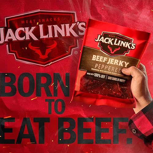 JACK LINKS PEPPERED BEEF JERKY 0.5 LB LARGE BAG HIGH PROTEIN MEAT SNACK, 9G PROTEIN SERVING