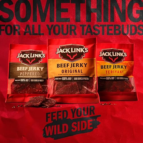 JACK LINKS PEPPERED BEEF JERKY 0.5 LB LARGE BAG HIGH PROTEIN MEAT SNACK, 9G PROTEIN SERVING