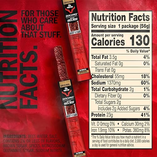 JACK LINKS ORIGINAL BEEF STEAK JERKY - 23G PROTEIN, 100 BEEF, KETO FRIENDLY, 12-PACK 2OZ