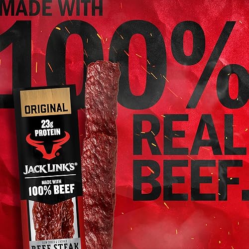 JACK LINKS ORIGINAL BEEF STEAK JERKY - 23G PROTEIN, 100 BEEF, KETO FRIENDLY, 12-PACK 2OZ