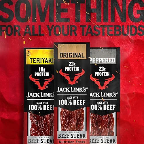 JACK LINKS ORIGINAL BEEF STEAK JERKY - 23G PROTEIN, 100 BEEF, KETO FRIENDLY, 12-PACK 2OZ
