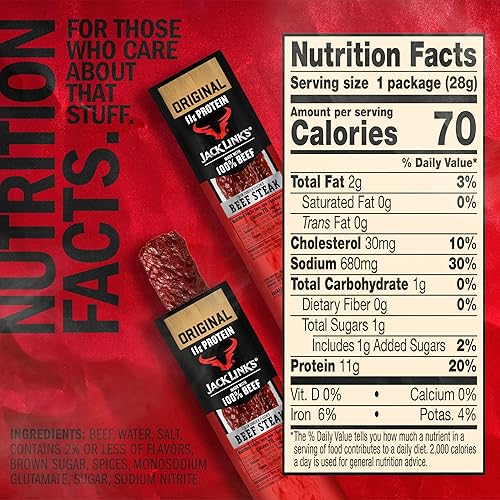 JACK LINK S PREMIUM CUTS ORIGINAL BEEF STEAK 1OZ, 12 COUNT HIGH PROTEIN SNACK, 11G PROTEIN