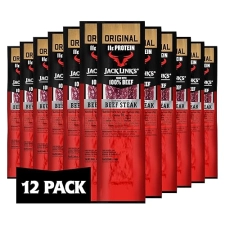 JACK LINK S PREMIUM CUTS ORIGINAL BEEF STEAK 1OZ, 12 COUNT HIGH PROTEIN SNACK, 11G PROTEIN
