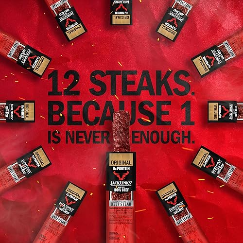 JACK LINK S PREMIUM CUTS ORIGINAL BEEF STEAK 1OZ, 12 COUNT HIGH PROTEIN SNACK, 11G PROTEIN
