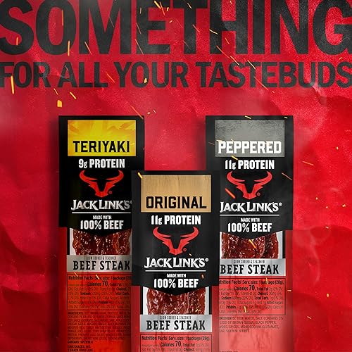JACK LINK S PREMIUM CUTS ORIGINAL BEEF STEAK 1OZ, 12 COUNT HIGH PROTEIN SNACK, 11G PROTEIN