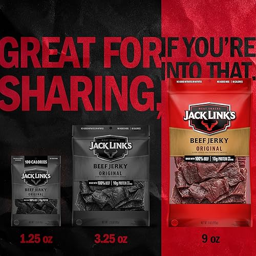JACK LINKS ORIGINAL BEEF JERKY 9OZ PACK OF 2 HIGH PROTEIN 100 BEEF MEAT SNACKS