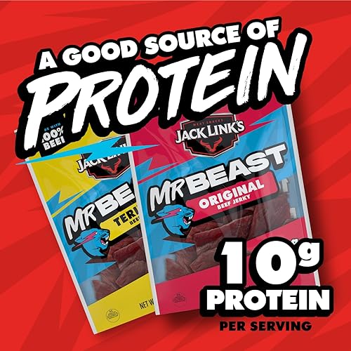 JACK LINKS X MRBEAST BEEF JERKY VARIETY PACK - ORIGINAL TERIYAKI, 6 COUNT, HIGH PROTEIN SNACKS