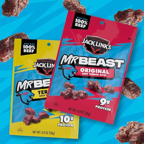 JACK LINKS X MRBEAST BEEF TENDER BITES VARIETY PACK - 6 PACK, 5.4 OZ BAGS, HIGH PROTEIN SNACKS