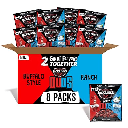 JACK LINKS DUOS FRANKS REDHOT BUFFALO CHICKEN BITES WITH RANCH, 8G PROTEIN, 8 COUNT, 2.85OZ