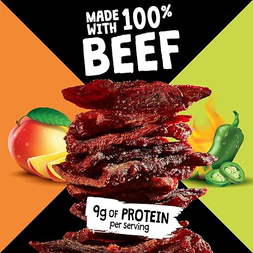 JACK LINKS DUOS JALAPENO MANGO BEEF JERKY 4 PACK, 3.25 OZ BAGS, HIGH PROTEIN SNACKS