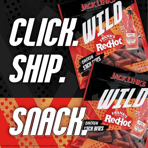 JACK LINKS WILD CHICKEN STICK BITES WITH FRANKS REDHOT FLAVOR, 8-PACK 4OZ MINI MEAT SNACKS