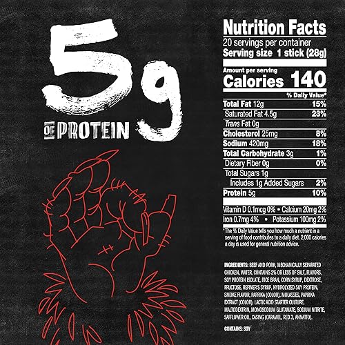 JACK LINKS WILD ORIGINAL PROTEIN SNACK STICKS, KETO FRIENDLY, 5G PROTEIN, 1OZ, PACK OF 20