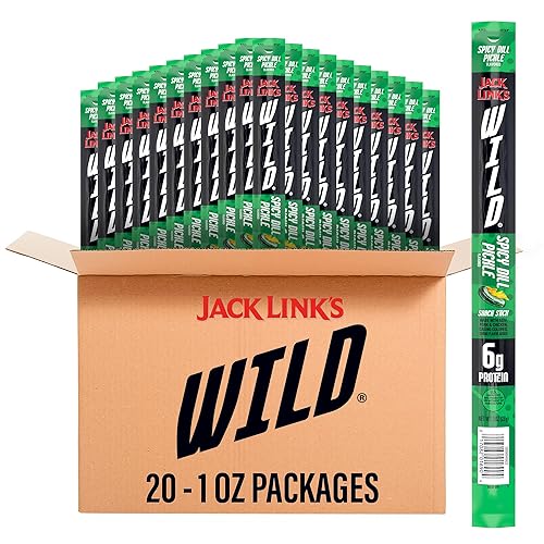 JACK LINKS WILD SPICY DILL PICKLE MEAT STICKS - HIGH PROTEIN READY-TO-EAT SNACKS, 20 PACK