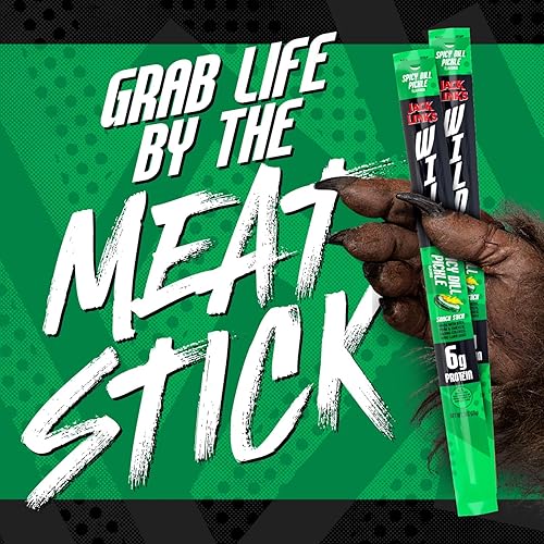 JACK LINKS WILD SPICY DILL PICKLE MEAT STICKS - HIGH PROTEIN READY-TO-EAT SNACKS, 20 PACK