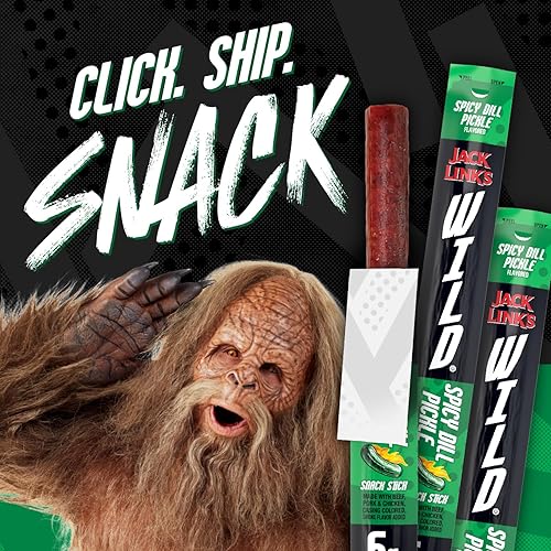 JACK LINKS WILD SPICY DILL PICKLE MEAT STICKS - HIGH PROTEIN READY-TO-EAT SNACKS, 20 PACK