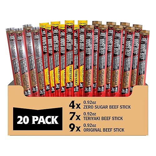 JACK LINKS BEEF STICKS VARIETY PACK 20 COUNT - ORIGINAL, TERIYAKI ZERO SUGAR PROTEIN SNACKS