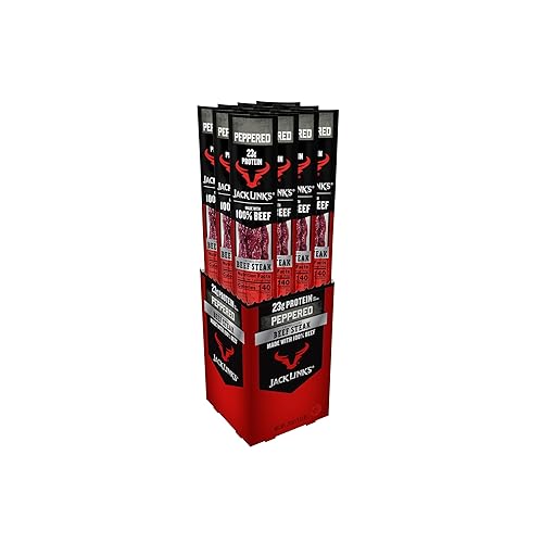 JACK LINKS PEPPERED BEEF STEAK PROTEIN SNACKS - 22G PROTEIN, 100 BEEF, KETO FRIENDLY, 12 PACK