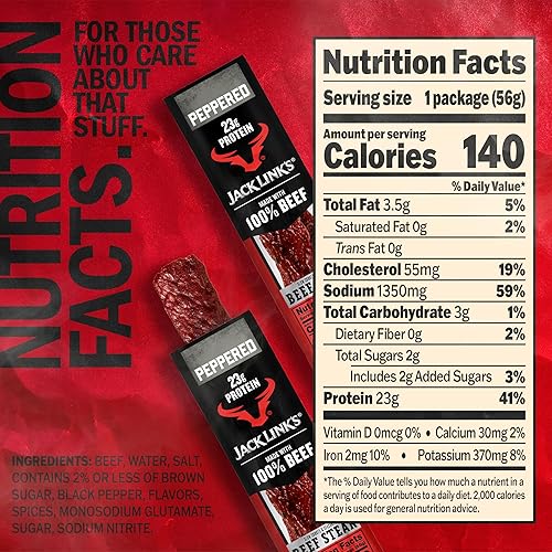JACK LINKS PEPPERED BEEF STEAK PROTEIN SNACKS - 22G PROTEIN, 100 BEEF, KETO FRIENDLY, 12 PACK