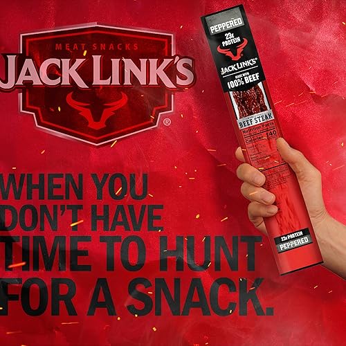 JACK LINKS PEPPERED BEEF STEAK PROTEIN SNACKS - 22G PROTEIN, 100 BEEF, KETO FRIENDLY, 12 PACK