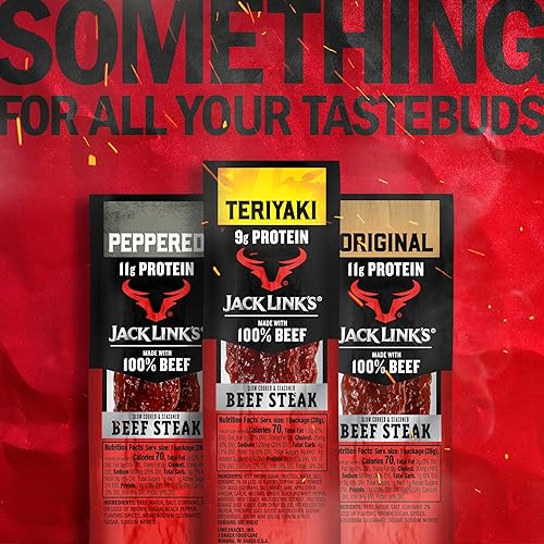 JACK LINKS TERIYAKI BEEF STEAK PROTEIN SNACKS - 9G PROTEIN, 100 BEEF, KETO FRIENDLY, 12 PACK