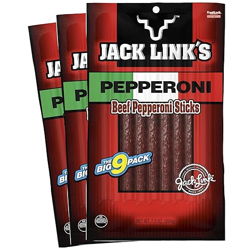 JACK LINKS PEPPERONI BEEF SNACK STICKS, 7.2 OZ, PACK OF 3 HIGH PROTEIN MEAT SNACKS