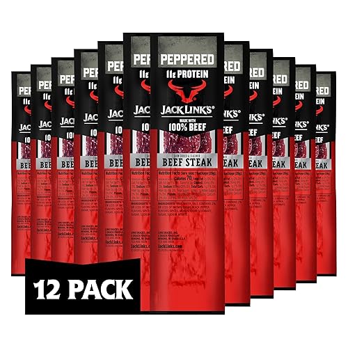 JACK LINKS PEPPERED BEEF STEAK PROTEIN SNACKS, 11G PROTEIN, 100 BEEF, KETO FRIENDLY, 12-PACK