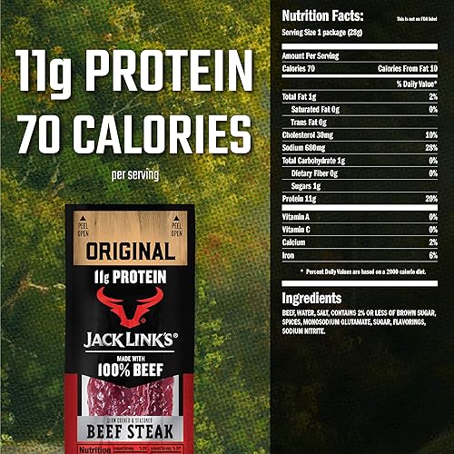 JACK LINKS PREMIUM CUTS ORIGINAL BEEF STEAK, 1-OUNCE, PACK OF 12 HIGH-PROTEIN SNACK