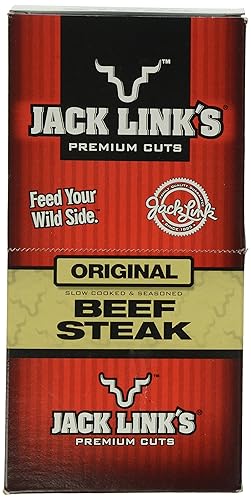 JACK LINKS PREMIUM CUTS ORIGINAL BEEF STEAK, 1-OUNCE, PACK OF 12 HIGH-PROTEIN SNACK