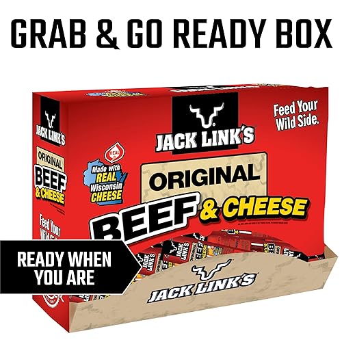 JACK LINK S ORIGINAL BEEF CHEESE COMBO PACK, 48 COUNT, 1.2 OZ BEEF CHEESE STICKS, 7G PROTEIN