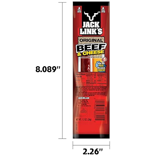 JACK LINK S ORIGINAL BEEF CHEESE COMBO PACK, 48 COUNT, 1.2 OZ BEEF CHEESE STICKS, 7G PROTEIN