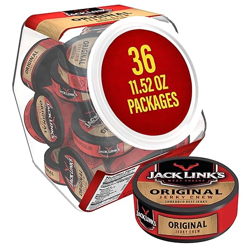 JACK LINKS ORIGINAL BEEF JERKY 36 PACK - 0.32 OZ TINS, HIGH PROTEIN SNACK, 100 REAL BEEF